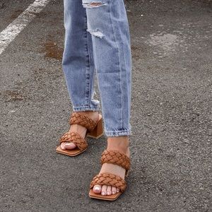 Forever 21 Braided Square-Toe Block Heels